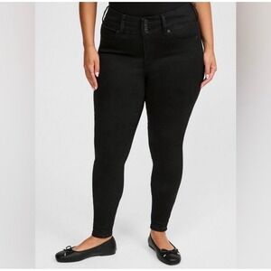 Torrid Jeans Womens 18 Jegging Black Faded Skinny High Rise Triple 3 Button
